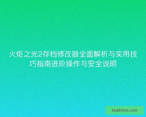 火炬之光2存档修改器全面解析与实用技巧指南进阶操作与安全说明